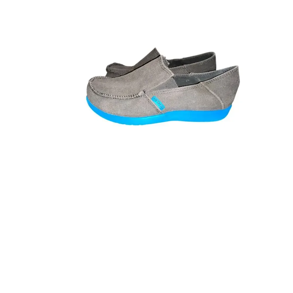 Crocs Santa Cruz Loafers Slip-On Shoes Charcoal Gray Canvas Junior Size 5